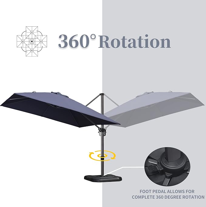 PURPLE LEAF Patio Cantilever Umbrella 10' x 13' Large Space - Image 9