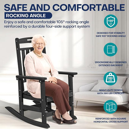 Oversized HDPE Outdoor Rocking Chair Set of 2, All-Weather, Extra Large & Extra - Image 4