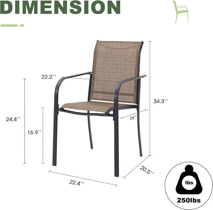 Outdoor Chairs Set of 4, Stackable Patio Dining Chairs - Image 3