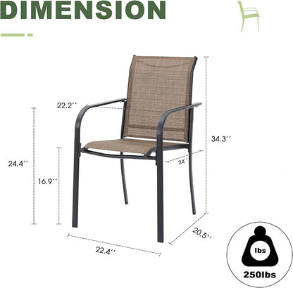 Outdoor Chairs Set of 4, Stackable Patio Dining Chairs - Image 3
