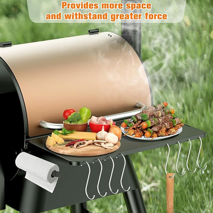Folding Shelf for Traeger Pellet Grills, BAC362 Pellet Front Shelf with Hooks and Paper Towel Holder for Traeger Pro 22, Pro 575, Eastwood 22, Ironwood 650 and Century 22 Series Pellet Grill