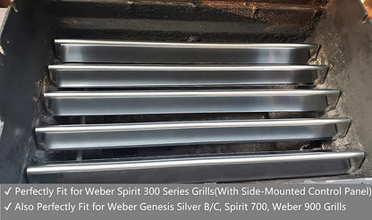 Gassaf 22.5 inch flavorizer bars and 28 1/8 inch Burner Tube Set Replace for Weber Spirit E-310, E-320, Genesis Silver B C, Spirit 700, Weber 900, Parts Kit Replace for Weber 7536 65903 7508