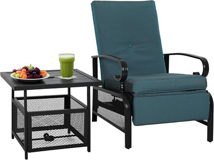 Incbruce 2 Pieces Outdoor Lounge Recliner Set, Adjustable Metal Recliner Sofa by Incbruce