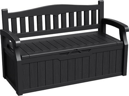 Greesum 80 Gallon Deck Box Storage Bench, Patio Furniture, Dark Black | Lockable - Image 7