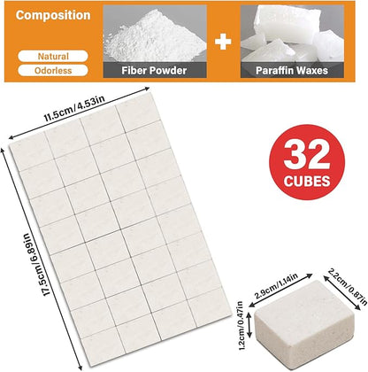HGD Natural Fire Starters for Outdoor: 32 Cubes Fire Starter Campfire Fireplace Charcoal Wood Stove Chimney Fire Pit Grill Smoker Indoor Outdoor Use White