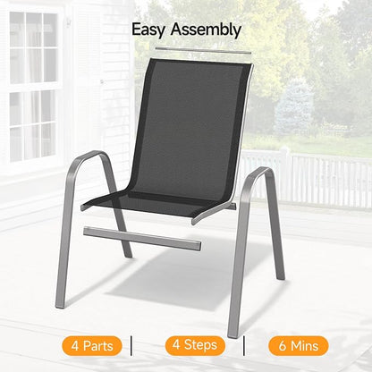 Patio Chairs Set of 4, Stackable Outdoor Dining Chairs | All Weather Dining Set - Image 6