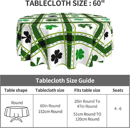 St Patrick's Day Round Tablecloth - St. Patrick's Day 60 Inch Waterproof Rustic Table Cloth Fabric Farmhouse Stripe Tablecloth Decorative for Picnic Party Holiday Home Indoor Outdoor