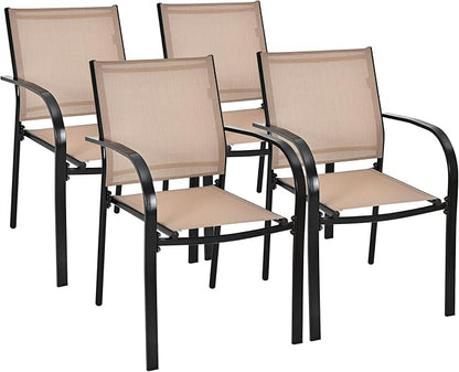 GIANTEX Set of 4 Outdoor Patio Chairs, Stackable Lawn Chairs - Image 9