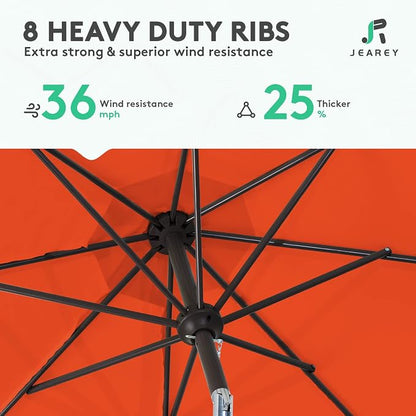 JEAREY 9FT Outdoor Patio Umbrella, Market Umbrella, Tilt & Crank UV Protection - Image 5