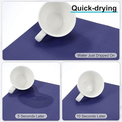 uxcell Silicone Mats for Kitchen Counter, 23.6" x 15.7" Non-Slip Countertop Protector Mat Heat Resistant Coffee Mat Waterproof Table Placemat, Dark Blue