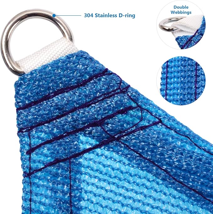 Eden's Decor Straight Flat-Edged 8' x 15' Blue Sun Shade Sail Rectangular - Image 2
