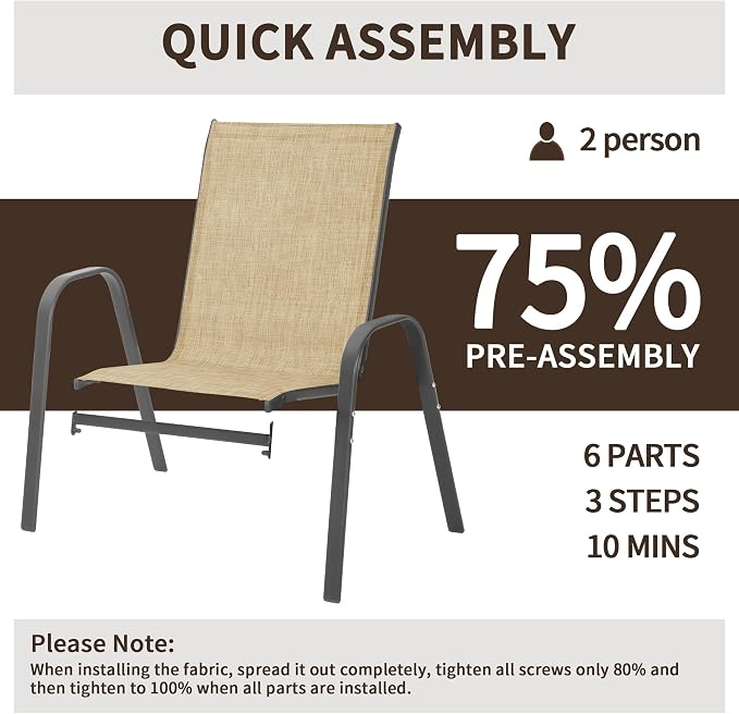 Patio Chairs Set of 4, Outdoor Dining Chairs - Image 6