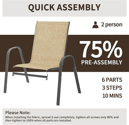 Patio Chairs Set of 8, Outdoor Stackable Dining Chairs - Image 8