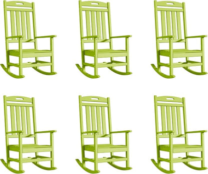Outdoor Rocking Chair Set of 6, High Back Plastic Patio Rocking Chairs by Adiromoti