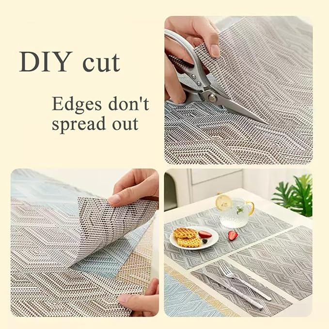 Elegant Placemats Set of 4, Plastic Heat-Resistant Non-Slip Vinyl Place Mats Washable Easy to Clean 18"x12" Placemats for Indoor Outdoor Table Decor (Grey)
