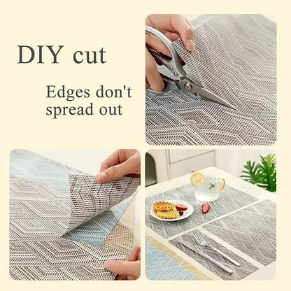Elegant Placemats Set of 8, Plastic Heat-Resistant Non-Slip Vinyl Place Mats Washable Easy to Clean 18"x12" Placemats for Indoor Outdoor Table Decor (Grey)