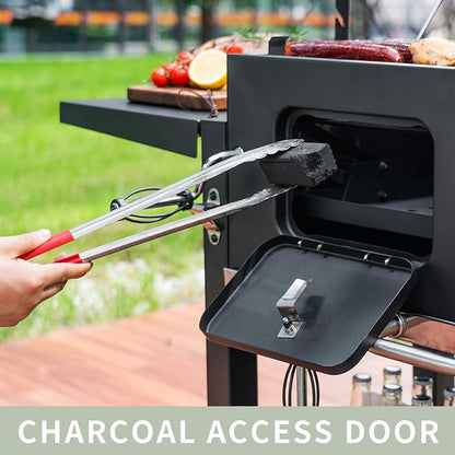 Kenadne Charcoal Grill Outdoor BBQ Grill, Extra Large Cooking Area 794 Square Inches with Two Individual & Adjustable Charcoal Tray, Foldable Side Tables for Outdoor Cooking grill Backyard