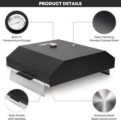 Stanbroil Pizza Oven for Blackstone 36" Gas Griddle Cooking Station, Outdoor Pizza Maker with Side Panels and Temperature Gauge, 17.7 in. x 13.7 in. Pizza Stone