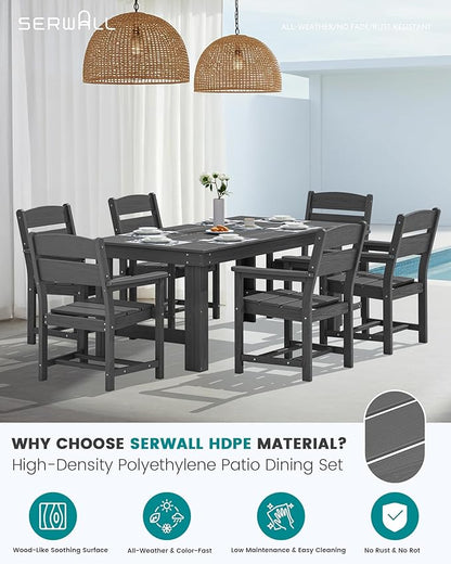 SERWALL HDPE Outdoor Dining Chair, Patio Dining Chair for Deck, Gray