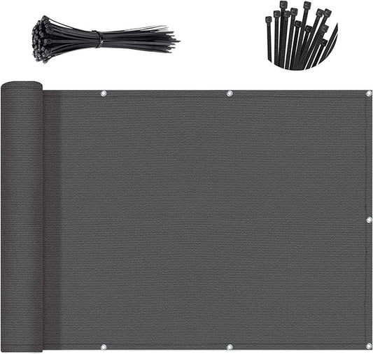 Sunny Guard Customized 3.3'x23' Drak Grey Balcony Privacy Screen,180 GSM Apartments Railing Fence Cover,Heavy Duty Mesh Windscreen for Deck,Outdoor,Backyard,Patio