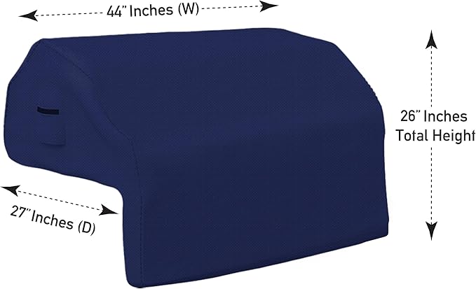 Covers & all Built-in Outdoor Grill Cover, Durable 12 Oz Waterproof Cover Max Material with Air Pocket & Elastic for Snug Fit (44" W x 27" D x 26" H Inches, Blue)