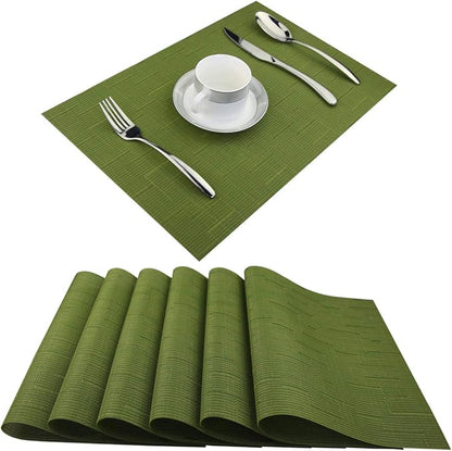 Plastic Placemats,Non Slip Washable Placemats for Dining Table Wipe Clean Table Mats Set of 6(Sage Green)