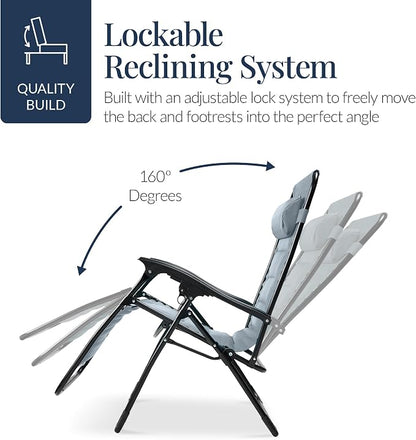 Best Choice Products Oversized Padded Zero Gravity Chair, Folding Outdoor Patio - Image 7