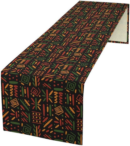 African Tribal Table Runner, Black Liberation Traditional Juneteenth Kitchen Dining Table Decoration for Home Party Holiday Dining Banquet 13x36in