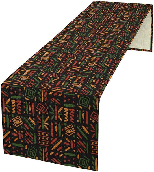 African Tribal Table Runner, Black Liberation Traditional Juneteenth Kitchen Dining Table Decoration for Home Party Holiday Dining Banquet 13x60in