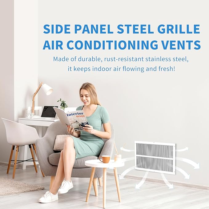 24x6 Return Air Grille (Duct Opening Size), Air Return Vent Cover, AC Vent Cover, Cold Air Return Vent Cover, Flat Return Air Grilles, Outer Dimensions:25.75"W x 7.75"H (24"Wx6"H, Duct Opening)