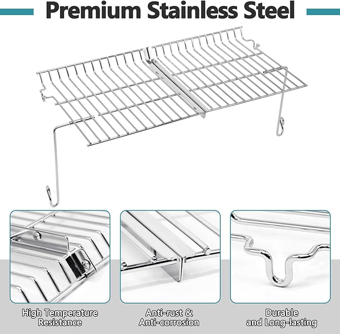 Criditpid Replacement Parts for Chargriller 5050, 5650, 3001, 5072, 3008 Gas Grill, Grates, Heat Plates Tent, Burners, Hanger Bracket, Igniter and Warming Rack for Char Griller Replacement Parts 5650.