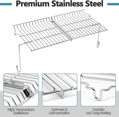 Criditpid Replacement Parts for Chargriller 5050, 5650, 3001, 5072, 3008 Gas Grill, Grates, Heat Plates Tent, Burners, Hanger Bracket, Igniter and Warming Rack for Char Griller Replacement Parts 5650.