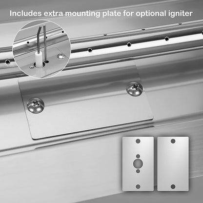 Stanbroil 24 x 8 Inch Rectangular Drop-in Fire Pit Pan with H-Burner, Gas Fire Pit Insert for DIY Fire Table, 304 SS, 90,000 BTU Max