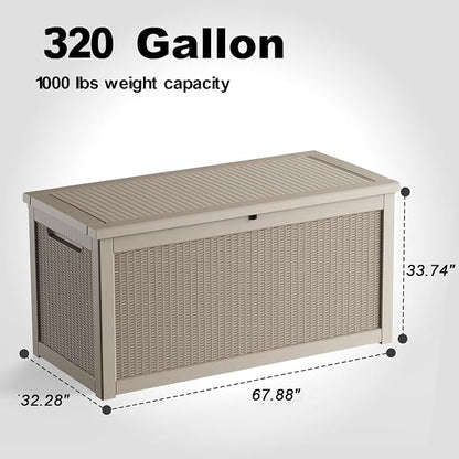 320 Gallon Outdoor Storage Box, Large Deck Box Waterproof UV Resistant - Image 2