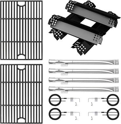 Grill Parts for Nexgrill Replacement Parts 2 Burner 720-0864 720-0864M,Cast Iron Cooking Grate,Heat Shield,Burner Kit for Megamaster 720-0864MA Grill Grates Replacement Parts kit for nexgrill grates
