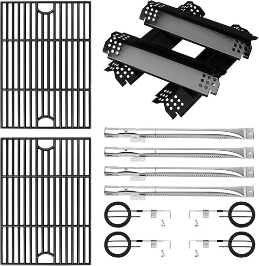 Grill Parts for Nexgrill Replacement Parts 2 Burner 720-0864 720-0864M,Cast Iron Cooking Grate,Heat Shield,Burner Kit for Megamaster 720-0864MA Grill Grates Replacement Parts kit for nexgrill grates