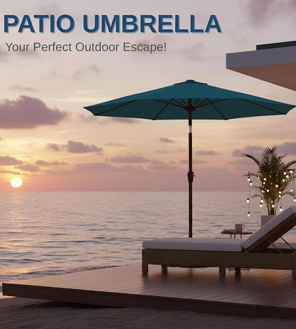 9FT Auto-Tilt Patio Umbrella|Outdoor Market Table Umbrella - Image 8