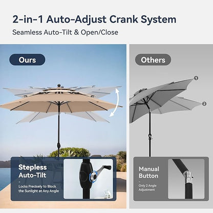 PHI VILLA 10ft Outdoor Patio Umbrellas, 3 Tier Table Umbrella, 1.5" Pole - Image 4
