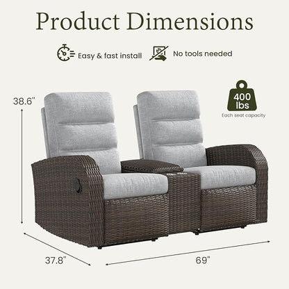 Oversized Wicker Outdoor Recliner Lovseat - Image 2