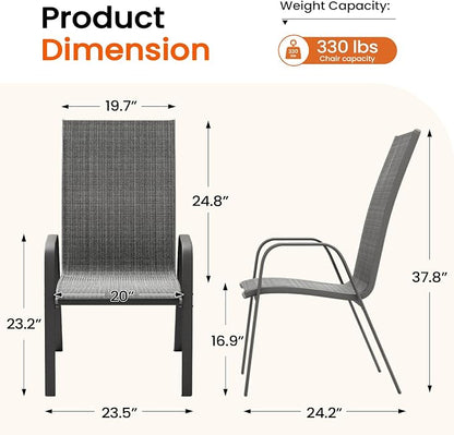 JEAREY Patio Dining Chairs Set of 4, Outdoor Stackable Dining Furniture Set - Image 3