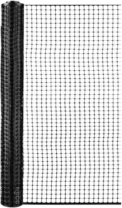 BOEN Garden Fence Temporary Barrier Outdoor Fence for Dog, Rabbit or Deer, Garden Netting Plastic Mesh Plant Protection (4' x 75', Black)