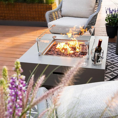 Ashton 36” Propane Fire Pit Smokeless Firepit Converts to Outdoor Gas Fire Pit for Outside Patio Firepit Table Includes Windscreen Rain & Tank Cover Lava Rocks Lid CSA Certified