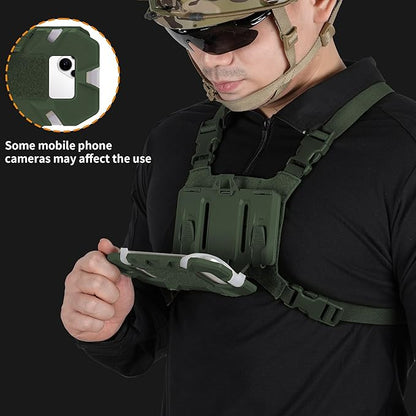 Tactical Molle Phone Holder for Plate Carrier Vest, Quick Release & Adjustable Phone Mount, Compatible with 4.7-6.7 inch Smart Phones, Durable Tactical Accessories for Outdoor Enthusiasts
