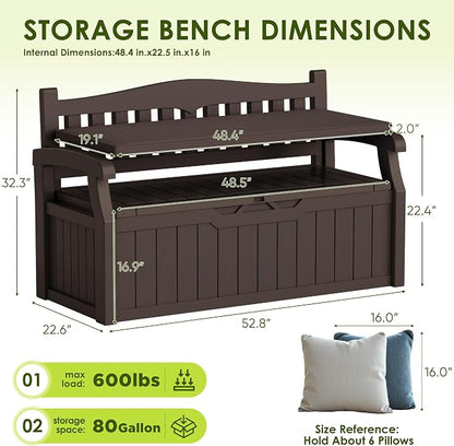 Greesum 80 Gallon Heavy-Duty Outdoor Storage Bench - Image 3