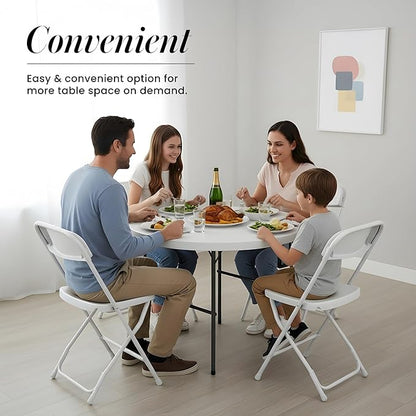 3.5 Feet Circular Round Foldable Table with Built in Handle & Steel Legs | Heavy Duty Portable | Perfect for Party, Dining, Wedding, Events, Picnic Indoor, Outdoor, Camping, Utility
