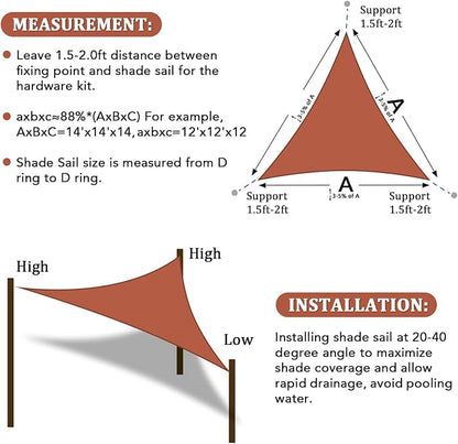 Shade&Beyond Custom Sun Shade Sail 9'x9'x12.7' Triangle Sun Sail Shades Patio - Image 6