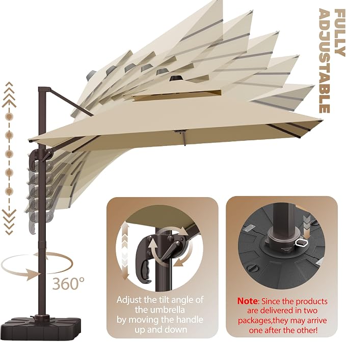 10x10Ft Patio Umbrella Outdoor Cantilever Rectangle Umbrella - Image 5