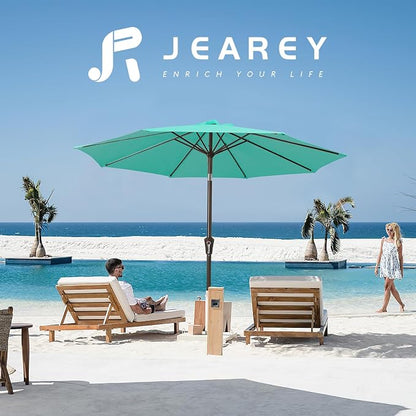 JEAREY 9FT Outdoor Patio Umbrella, Market Umbrella, Teal | Outdoor Table - Image 6