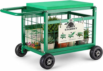 Garden Seat with Wheels, Rolling Garden Stool Heavy Duty Gardening Cart with by Starrey