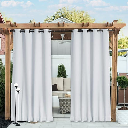 NICETOWN 2 Panels Thermal Outdoor Curtains Windproof W52xL72 Greyish White | by NICETOWN